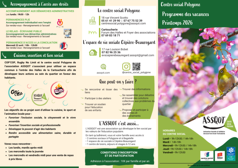 Lire la suite à propos de l’article Centre social Polygone – Printemps 2026